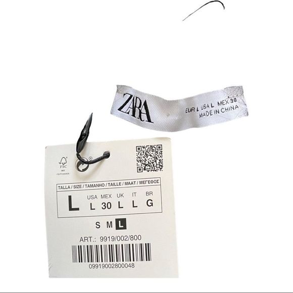 NWT Zara Mohair knit Knee length Skirt Size Large Grey Stripe - Picture 2 of 4